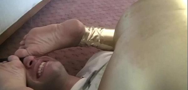  foot smothering ball busting hand job torture